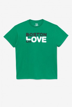 Tops Fila Boston Love Tee Hombre Ferngreen | 385429RDJ