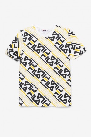 Tops Fila Calvin Tee Hombre Blancas Negras Amarillo | 129348EGN