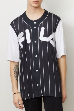 Tops Fila Castro Jersey Hombre Blk/Wht | 853260MQI