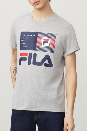 Tops Fila Celso Graphic Tee Unisex Greyheather | 286430AXQ