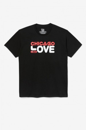 Tops Fila Chicago Love Tee Hombre Negras | 869452KCJ