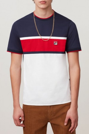 Tops Fila Conte Tee Hombre Wht/Peac/Cred | 643821OLG