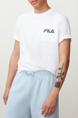 Tops Fila Curtis Pocket Tee Hombre Blancas | 043268IME