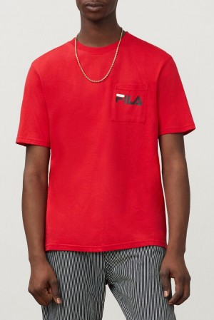 Tops Fila Curtis Pocket Tee Hombre Chinesred | 136270OUZ