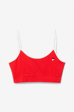 Tops Fila Deeba Bra Top Mujer Rojas Blancas | 673592RPZ