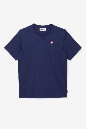 Tops Fila Derion Tee Unisex 410 Peacoat | 526013OBV