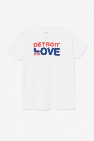 Tops Fila Detroit Love Tee Hombre Blancas | 261038TJA