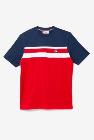 Tops Fila Dover Tee Hombre Rojas Blancas | 284395PKS