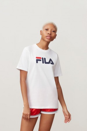 Tops Fila Eagle Tee Mujer Wht/Peac/Cred | 468350DYX