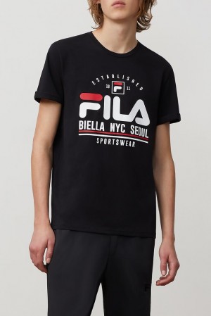 Tops Fila Erico Graphic Tee Hombre Negras | 582617CRU