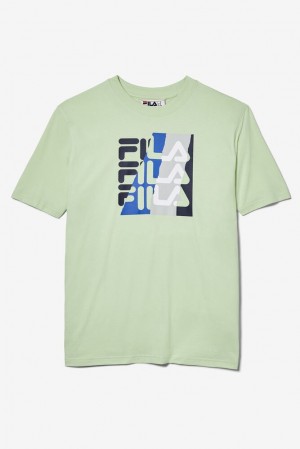 Tops Fila Eston Graphic Tee Hombre Verde | 681952SOH