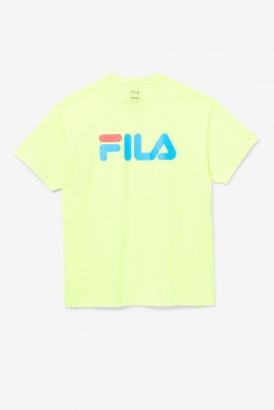 Tops Fila Fila Logo Tee Hombre Amarillo Azules Rojas | 782314UMA