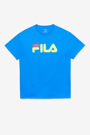 Tops Fila Fila Logo Tee Hombre Azules Amarillo Rojas | 693028FCN