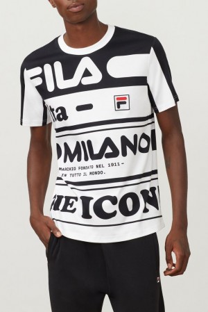 Tops Fila Fila Milano Printed Cotton Tee Hombre Negras | 548601WSG