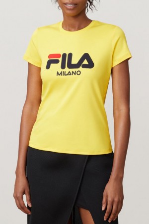 Tops Fila Fila Milano Short Sleeve Tee Mujer Amarillo | 942608EVR