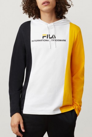 Tops Fila Flavio Hooded Tee Hombre Wht/Blk/Gfus | 256087QPC