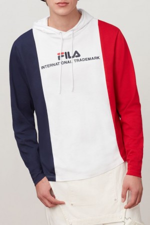 Tops Fila Flavio Hooded Tee Hombre Wht/Peac/Cred | 830452TRF