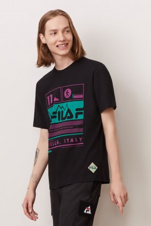 Tops Fila Grid Tee Hombre Negras | 420768BLZ