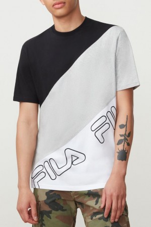 Tops Fila Grove Tee Hombre Blk/Lgrym/Wht | 350218MUY