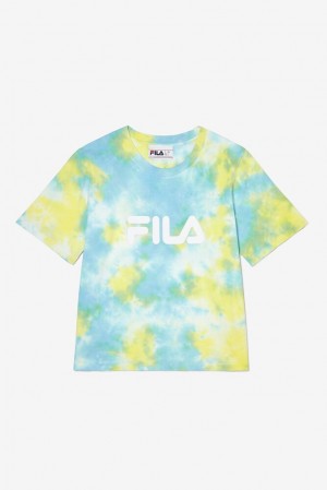 Tops Fila Hannah Tie Dye Tee Mujer Azules | 635041IQR