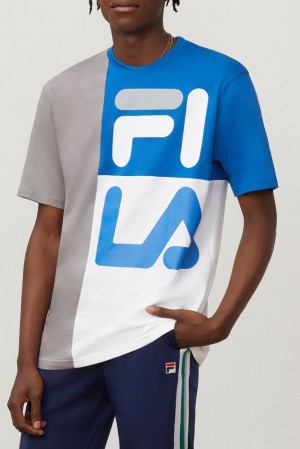 Tops Fila Indo Crew Hombre Fgry/Bblu/Wht | 358129EKT