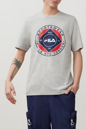 Tops Fila Jordao Graphic Tee Hombre Greyheather | 721540EXP