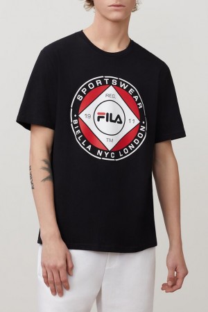 Tops Fila Jordao Graphic Tee Hombre Negras | 961074OVI