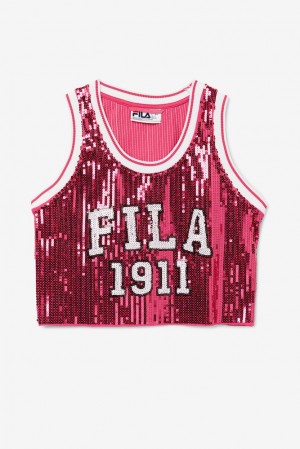 Tops Fila Kiki Glam Crop Jersey Mujer 686 Magenta | 759614NIY