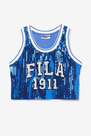 Tops Fila Kiki Glam Crop Jersey Mujer Azules | 829031FTB