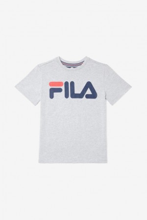 Tops Fila Logo Tee Unisex Gris | 481257ZIU