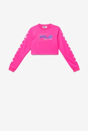 Tops Fila Luigia Long Sleeve Cropped Tee Mujer Rosas | 853627JRW