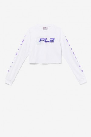 Tops Fila Luigia Long Sleeve Cropped Tee Mujer Blancas | 291574DIF