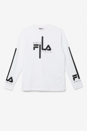 Tops Fila Martino Long Sleeve Tee Hombre Blancas Negras | 896320OFL