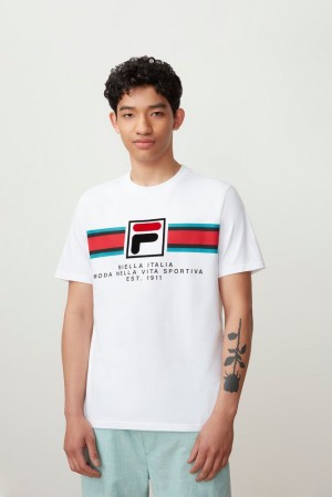 Tops Fila Mercedes Tee Hombre Blancas | 418537JAM