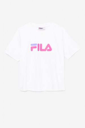 Tops Fila Miss Eagle Tee Mujer Blancas Rosas Moradas | 013568SPX