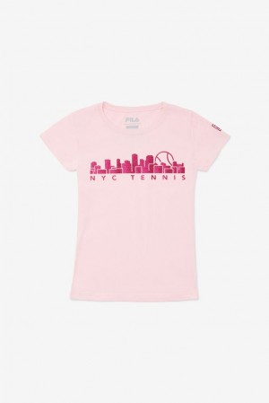 Tops Fila Nyc Sparkle Tee Unisex Rosas | 472316MBV