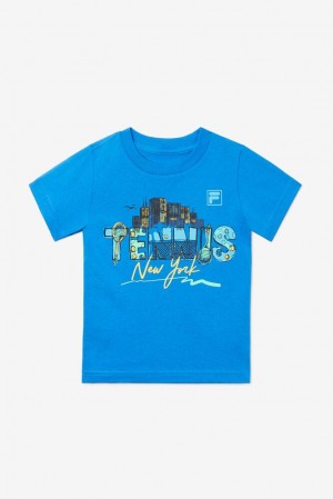 Tops Fila Nyc Toddler Tennis Tee Unisex Azul Real Azules | 839412DUL