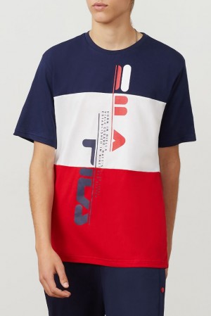 Tops Fila Oden Tee Hombre Peac/Wht/Cred | 921836CSG