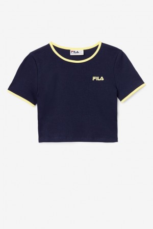 Tops Fila Perla Crop Top Mujer Peac/Gfnch | 739604CIK