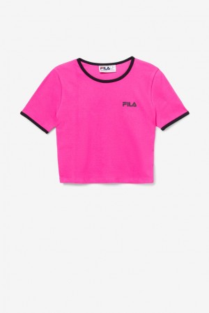 Tops Fila Perla Crop Top Mujer Rosas Negras | 693527JCY