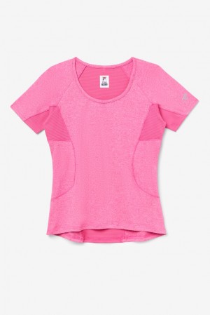 Tops Fila Pickleball Short Sleeve Top Mujer Rosas | 357860UCQ