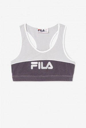 Tops Fila Poesia Bra Top Mujer Plateadas Blancas | 869504JDQ