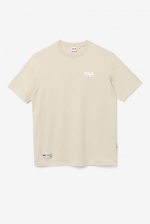 Tops Fila Project 7 Logo T-shirt Hombre Beige | 283091TNJ