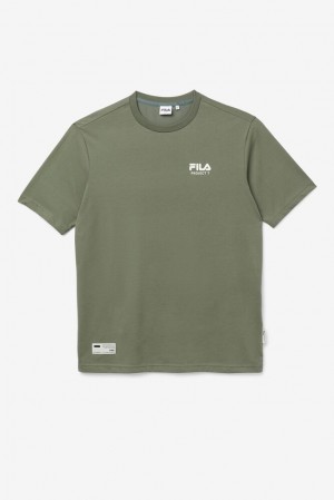 Tops Fila Project 7 Logo T-shirt Hombre Kaki | 034258DJQ