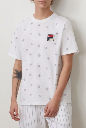 Tops Fila Reign Tee Hombre Blancas | 872319YMA