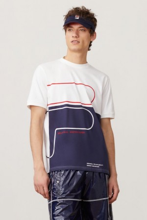 Tops Fila Salza Tee Hombre Wht/Peac/Cred | 709826BLT