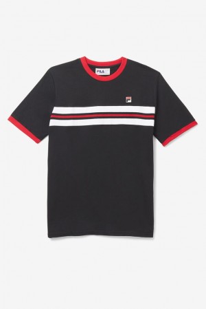 Tops Fila Silver Tee Hombre Negras Rojas Blancas | 683427RIL