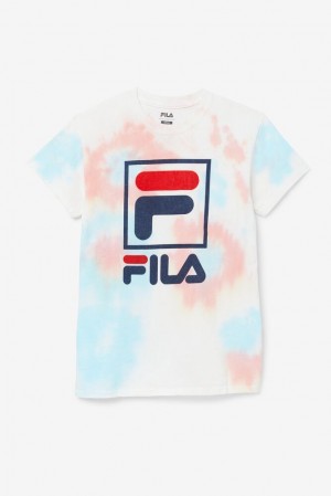 Tops Fila Tie Dye Stacked Logo Tee Unisex 099 Tie Dye | 951074OTU