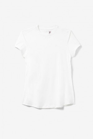 Tops Fila White Line Short Sleeve Crew Mujer Blancas | 410328SBA