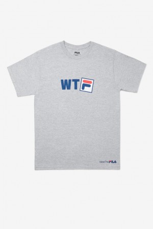 Tops Fila Wtf T-shirt Hombre Gris | 785931YHG